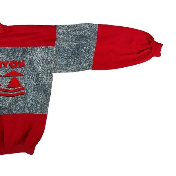 VTG Caribe Sportswear Grand Canyon Graphic Colorblock Sweatshirt Red Gray Sz XL - Picture 3 of 11